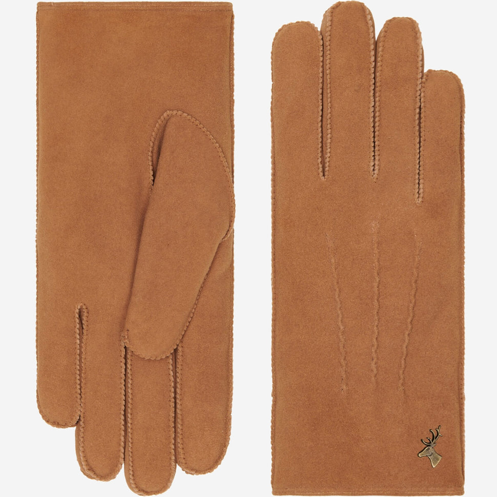 Josie (camel) - suede goatskin leather gloves with luxurious shearling lining - Schwartz & von Halen - UK - 2