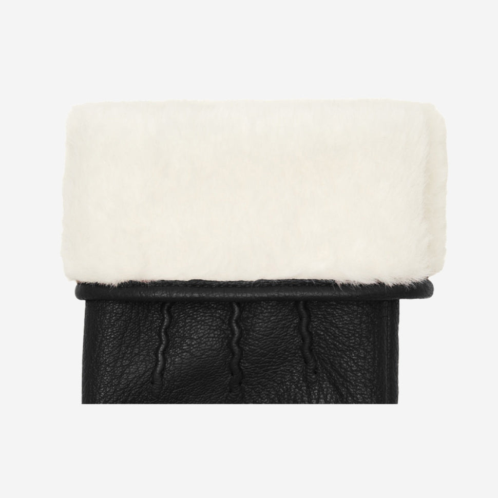 Julia (black) - goatskin leather gloves with luxury faux fur lining & touchscreen feature - Schwartz & von Halen - UK - 3