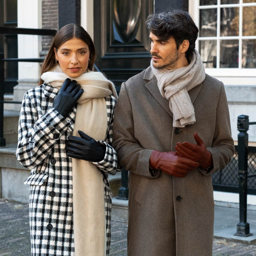 Julia (black) - goatskin leather gloves with luxury faux fur lining & touchscreen feature - Schwartz & von Halen - UK - 9