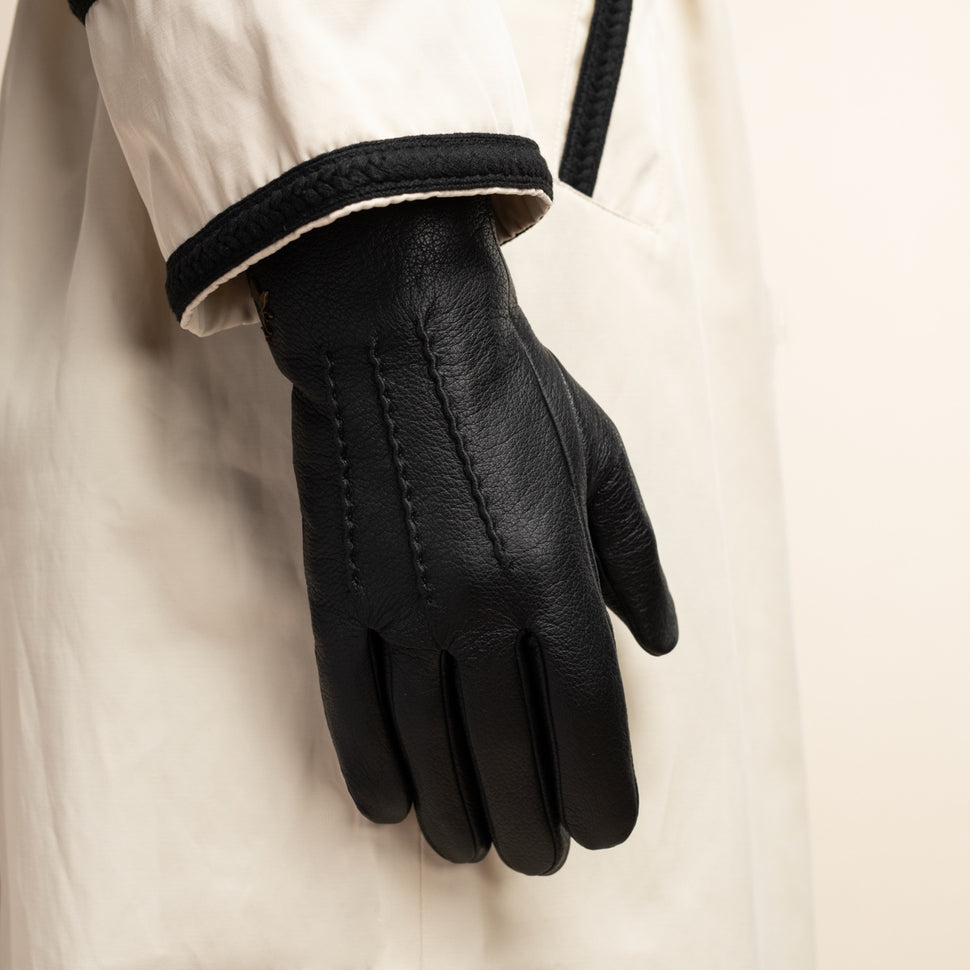 Julia (black) - goatskin leather gloves with luxury faux fur lining & touchscreen feature - Schwartz & von Halen - UK - 6