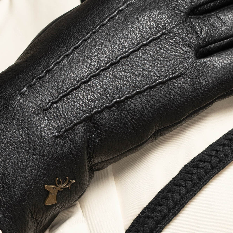 Julia (black) - goatskin leather gloves with luxury faux fur lining & touchscreen feature - Schwartz & von Halen - UK - 12
