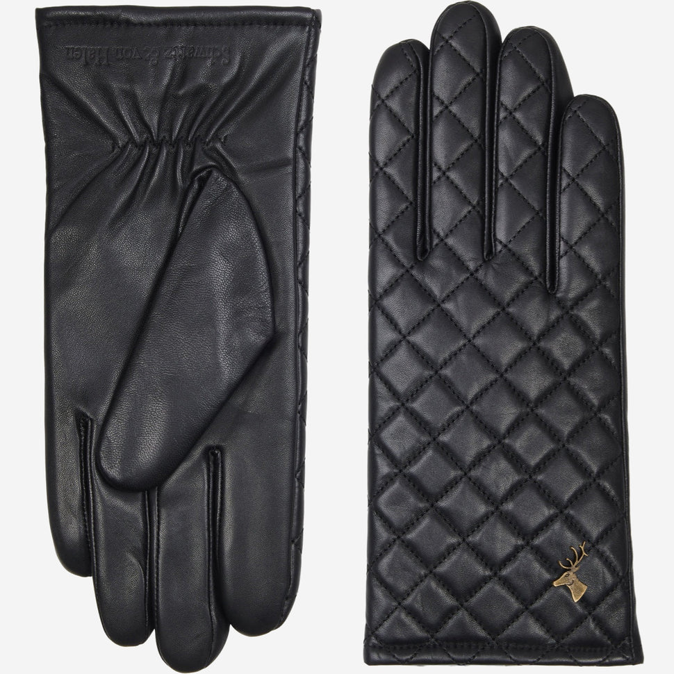 Kira (black) - sheepskin leather gloves with wool/cashmere lining & touchscreen feature - Schwartz & von Halen - UK - 2