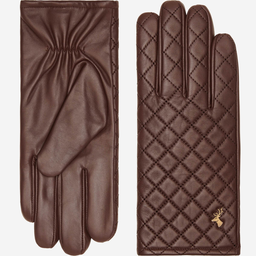 Kira (brown) - sheepskin leather gloves with wool/cashmere lining & touchscreen feature - Schwartz & von Halen - UK - 2