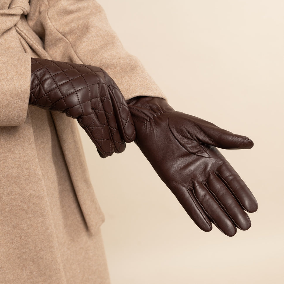 Kira (brown) - sheepskin leather gloves with wool/cashmere lining & touchscreen feature - Schwartz & von Halen - UK - 11