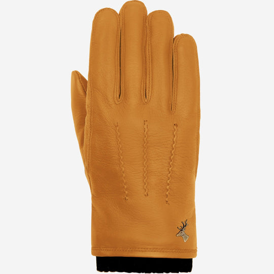 William (yellow) - Goatskin leather gloves with warm fleece lining and press-stud