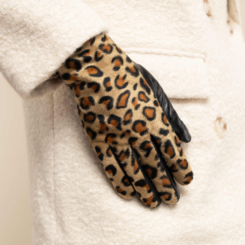 Leopard - sheep leather gloves with warm fleece lining & touchscreen feature - Schwartz & von Halen - UK - 10