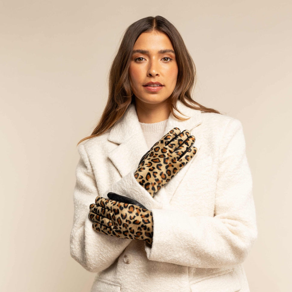 Leopard - sheep leather gloves with warm fleece lining & touchscreen feature - Schwartz & von Halen - UK - 13