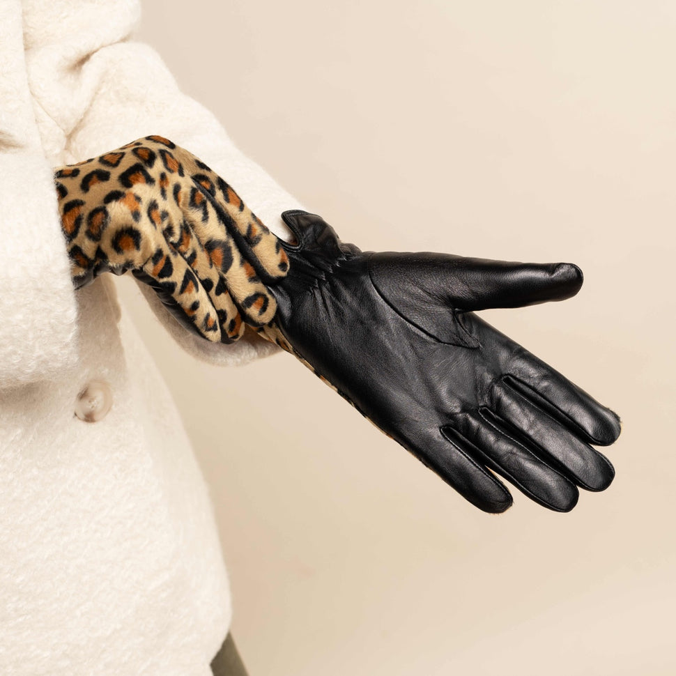 Leopard - sheep leather gloves with warm fleece lining & touchscreen feature - Schwartz & von Halen - UK - 12