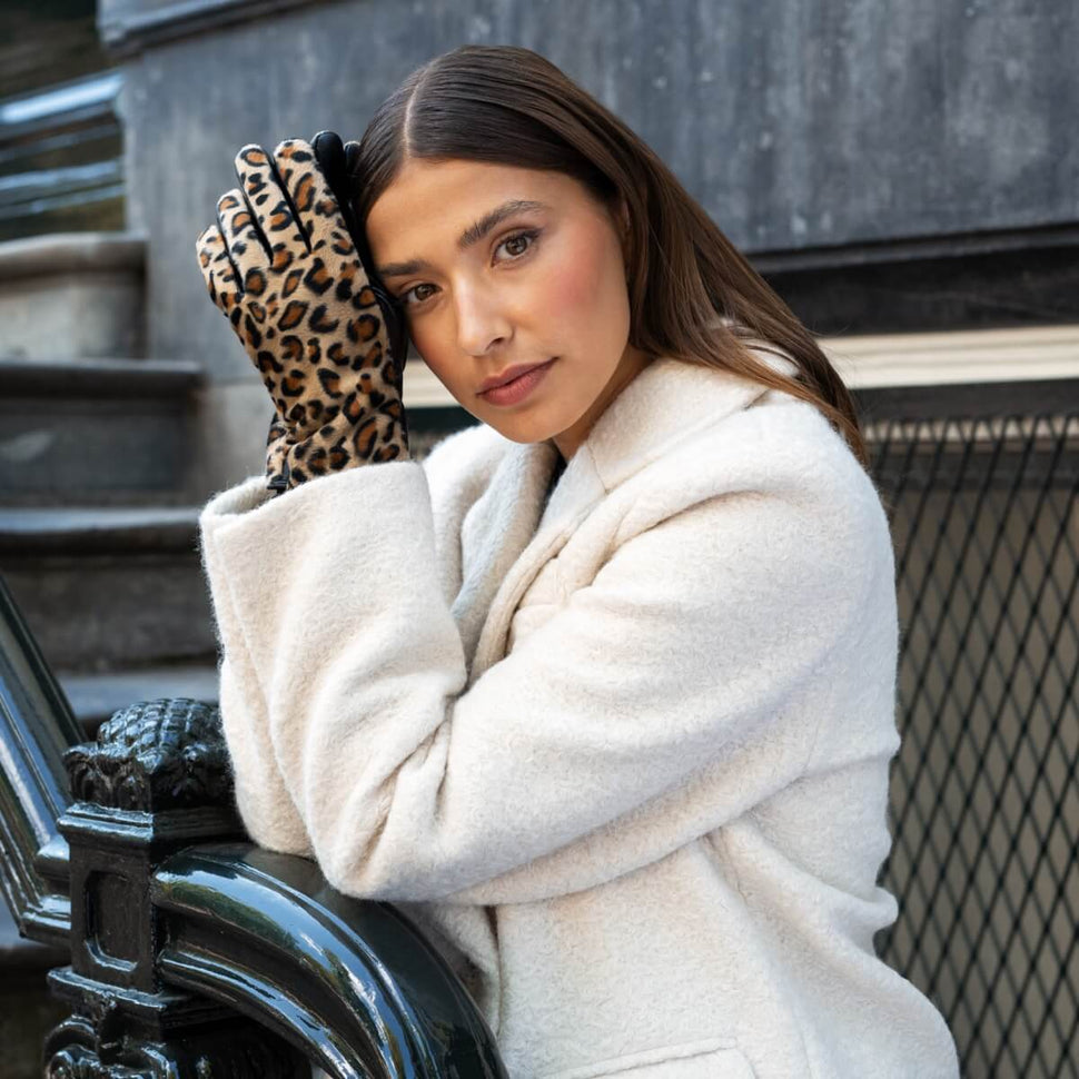Leopard - sheep leather gloves with warm fleece lining & touchscreen feature - Schwartz & von Halen - UK - 11