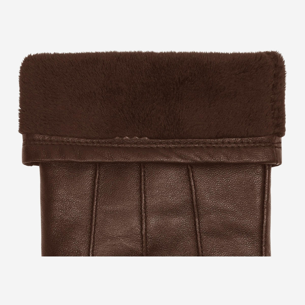 Lily (dark brown) - sheepskin leather gloves with warm fleece lining & touchscreen feature - Schwartz & von Halen - UK - 3