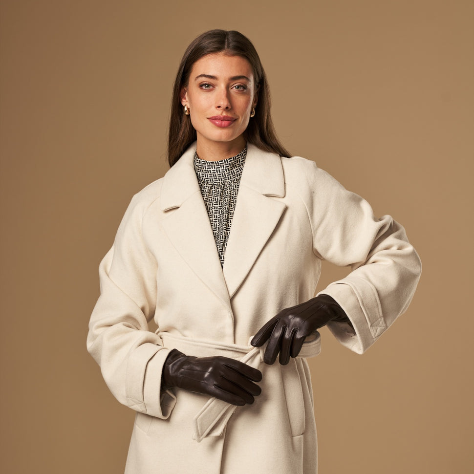 Lily (dark brown) - sheepskin leather gloves with warm fleece lining & touchscreen feature - Schwartz & von Halen - UK - 10
