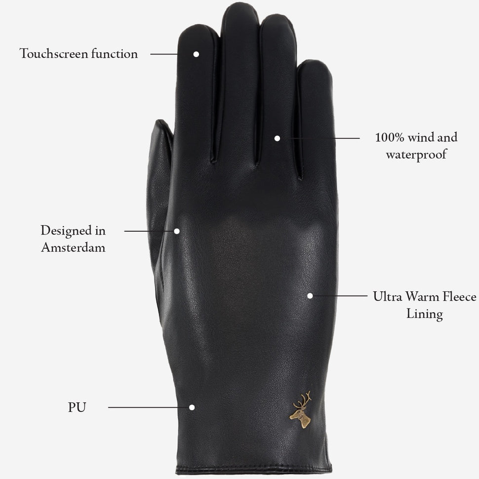 Luna - vegan leather gloves with fleece lining & touchscreen feature - Schwartz & von Halen - UK - 12