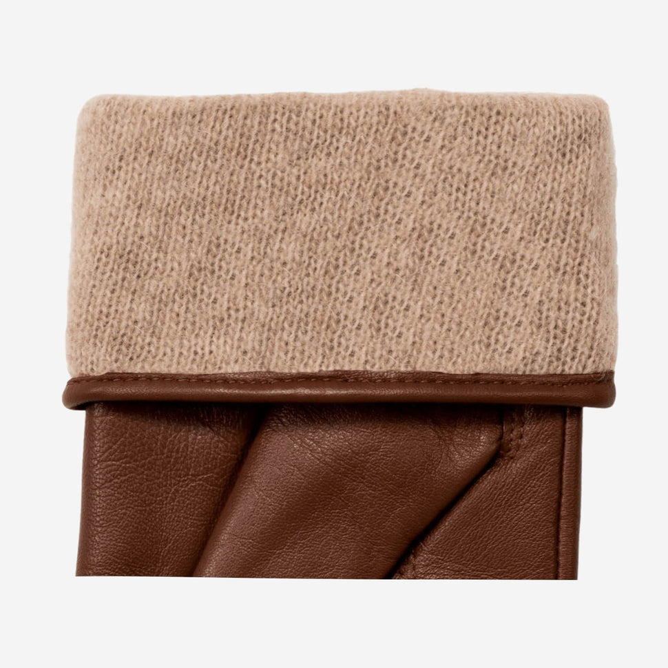 Ivy (cognac) - sheepskin leather gloves with wool/cashmere lining & touchscreen feature - Schwartz & von Halen - UK - 3