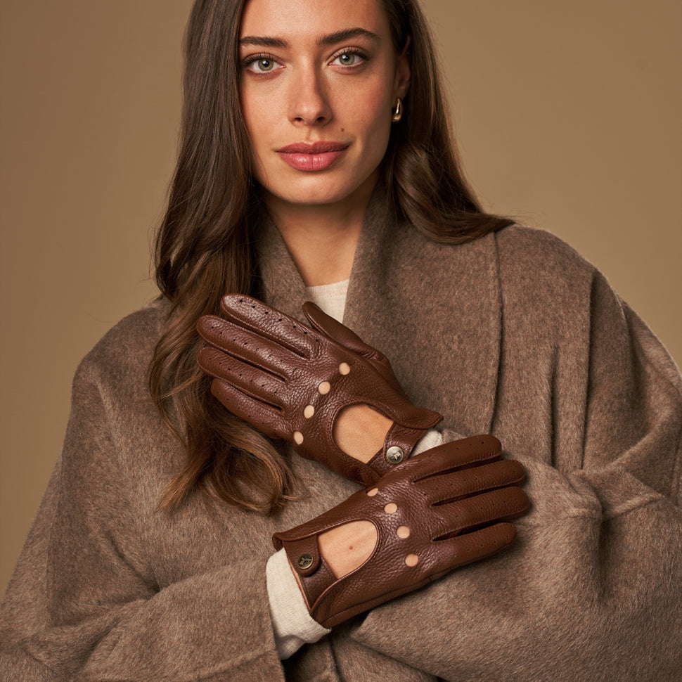 Marley (brown) – luxurious driving gloves made of American deerskin leather  - Schwartz & von Halen - UK - 7