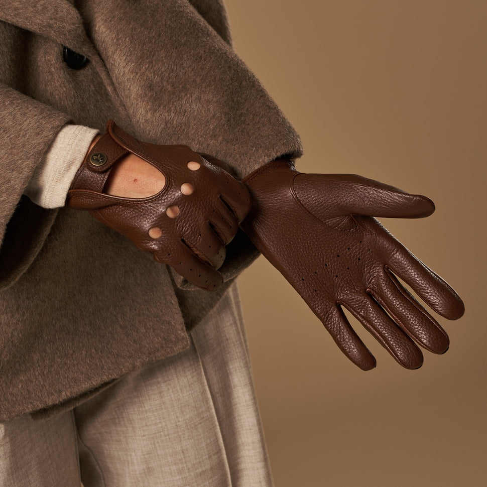Marley (brown) – luxurious driving gloves made of American deerskin leather  - Schwartz & von Halen - UK - 8