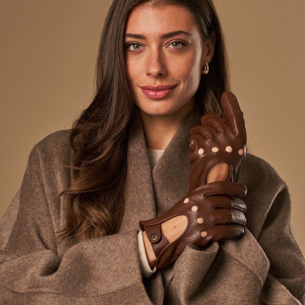 Marley (brown) – luxurious driving gloves made of American deerskin leather  - Schwartz & von Halen - UK - 9