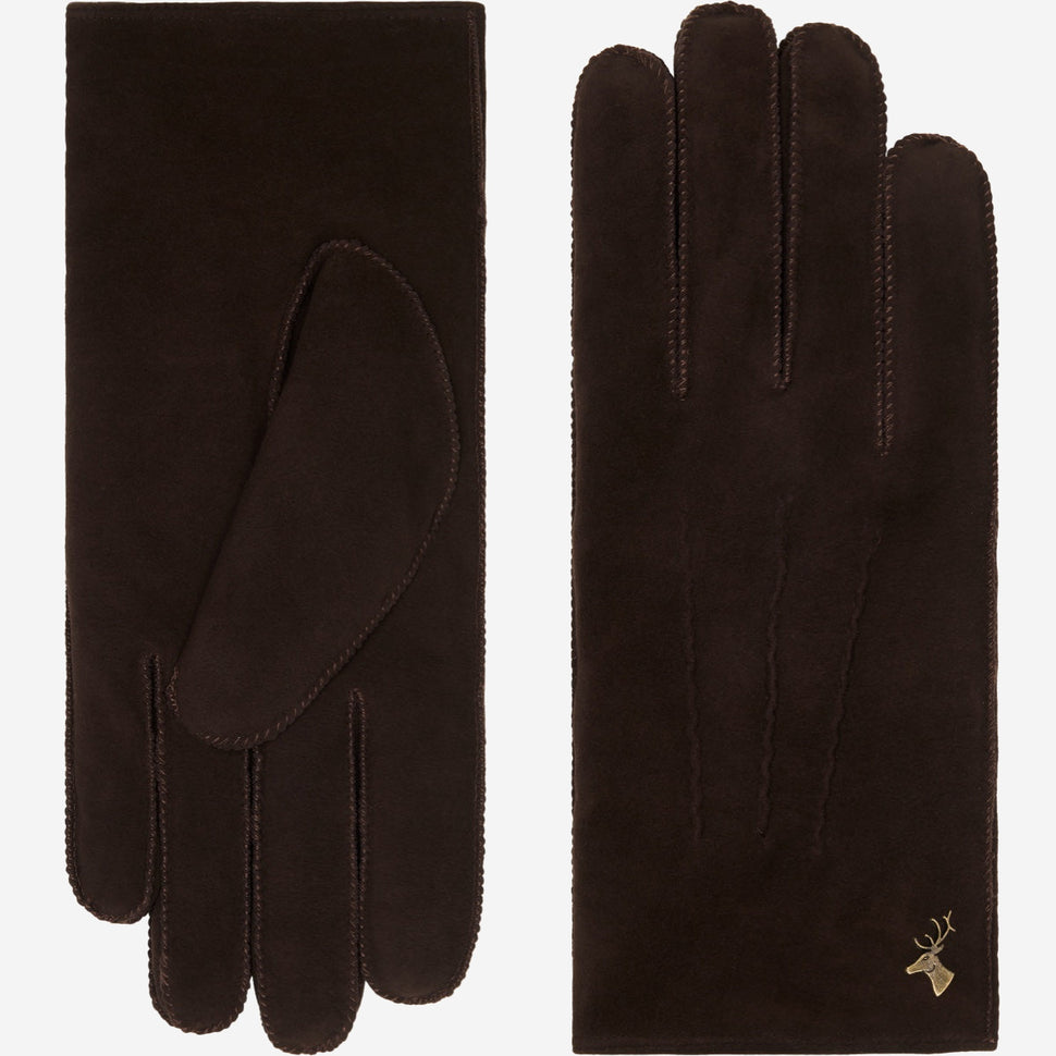 Matthew (brown) - suede goatskin leather gloves with luxurious sheep fur lining - Schwartz & von Halen - UK - 2