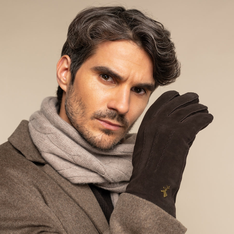 Matthew (brown) - suede goatskin leather gloves with luxurious sheep fur lining - Schwartz & von Halen - UK - 8