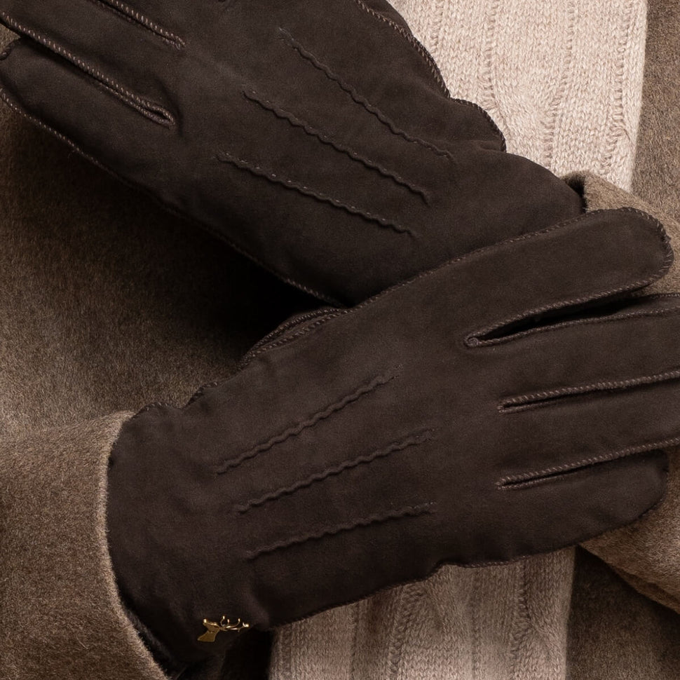 Matthew (brown) - suede goatskin leather gloves with luxurious sheep fur lining - Schwartz & von Halen - UK - 11