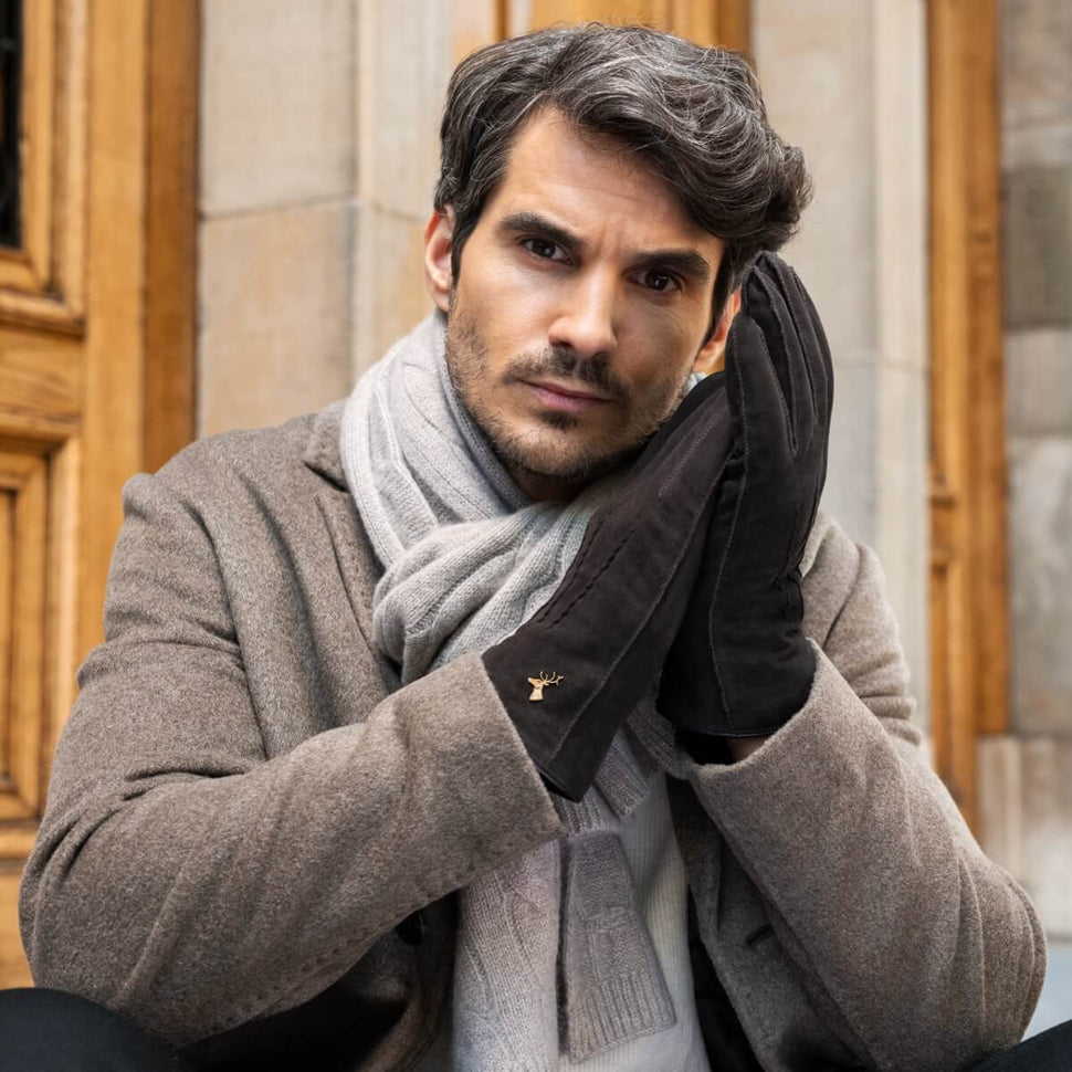 Matthew (brown) - suede goatskin leather gloves with luxurious sheep fur lining - Schwartz & von Halen - UK - 10