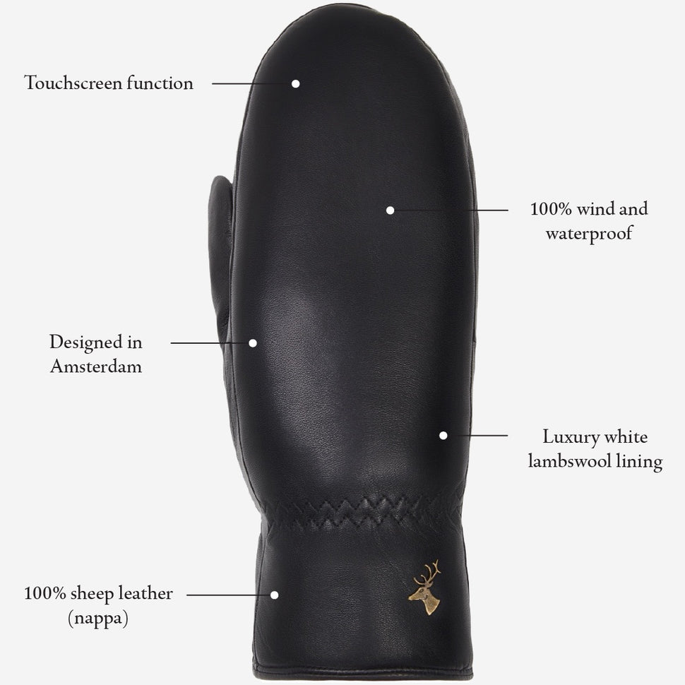 Mia – stylish leather mittens with luxurious lambswool lining & touchscreen feature - Schwartz & von Halen - UK - 9