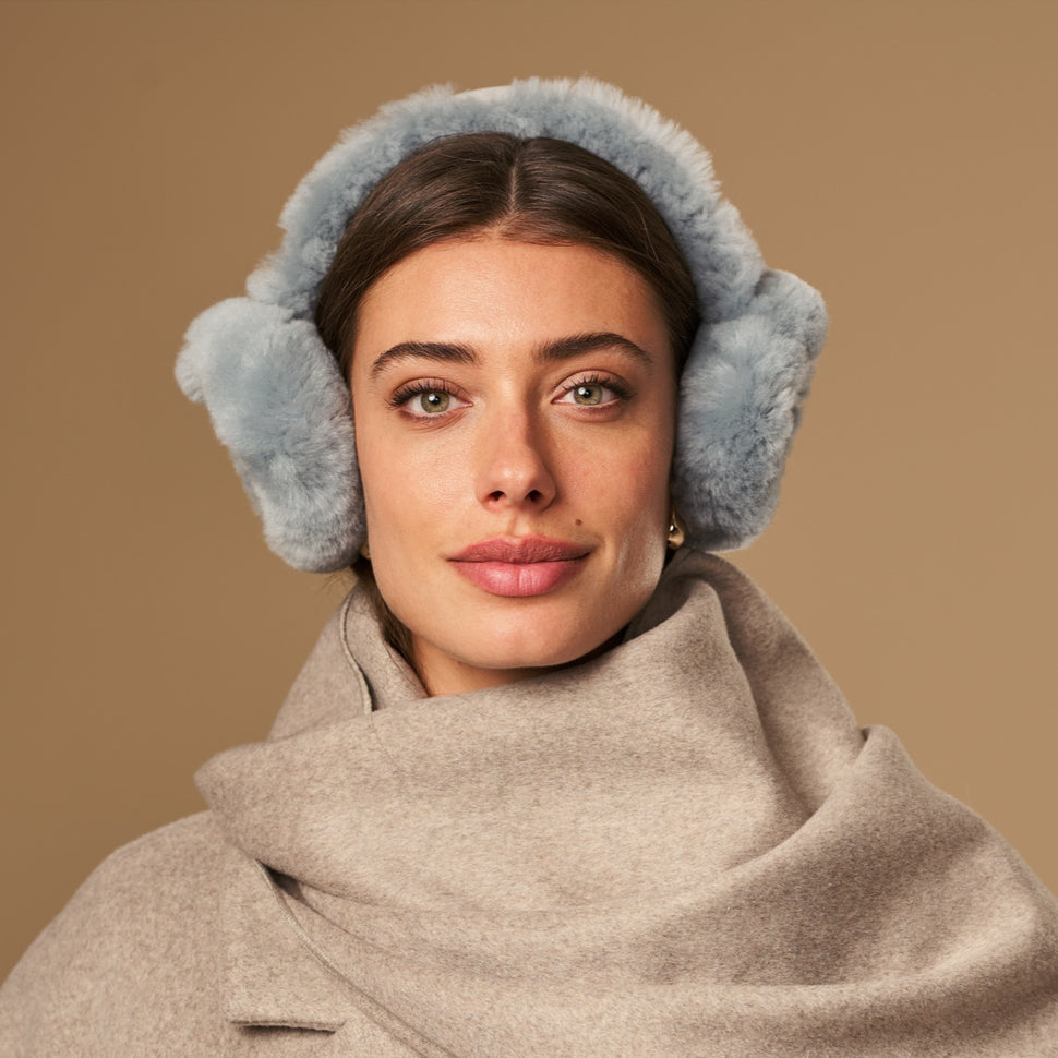Nathaly (grey) – warm and stylish earmuffs from natural sheepskin and suede - Schwartz & von Halen - UK - 1