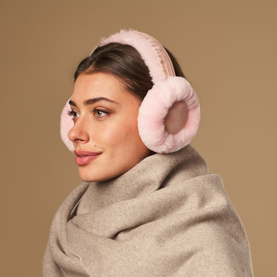 Nathaly (pink) – warm and stylish earmuffs from natural sheepskin and suede - Schwartz & von Halen - UK - 5