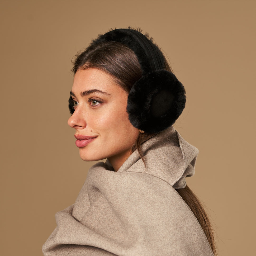Nathaly (black) – warm and stylish earmuffs from natural sheepskin and suede - Schwartz & von Halen - UK - 5