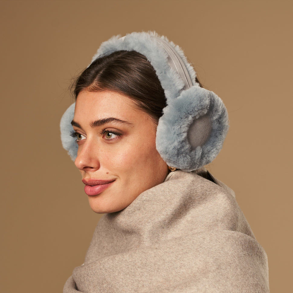 Nathaly (grey) – warm and stylish earmuffs from natural sheepskin and suede - Schwartz & von Halen - UK - 5