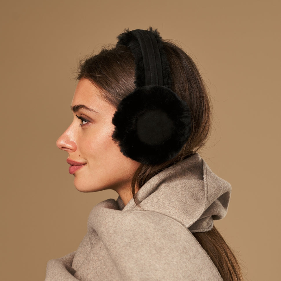 Nathaly (black) – warm and stylish earmuffs from natural sheepskin and suede - Schwartz & von Halen - UK - 6