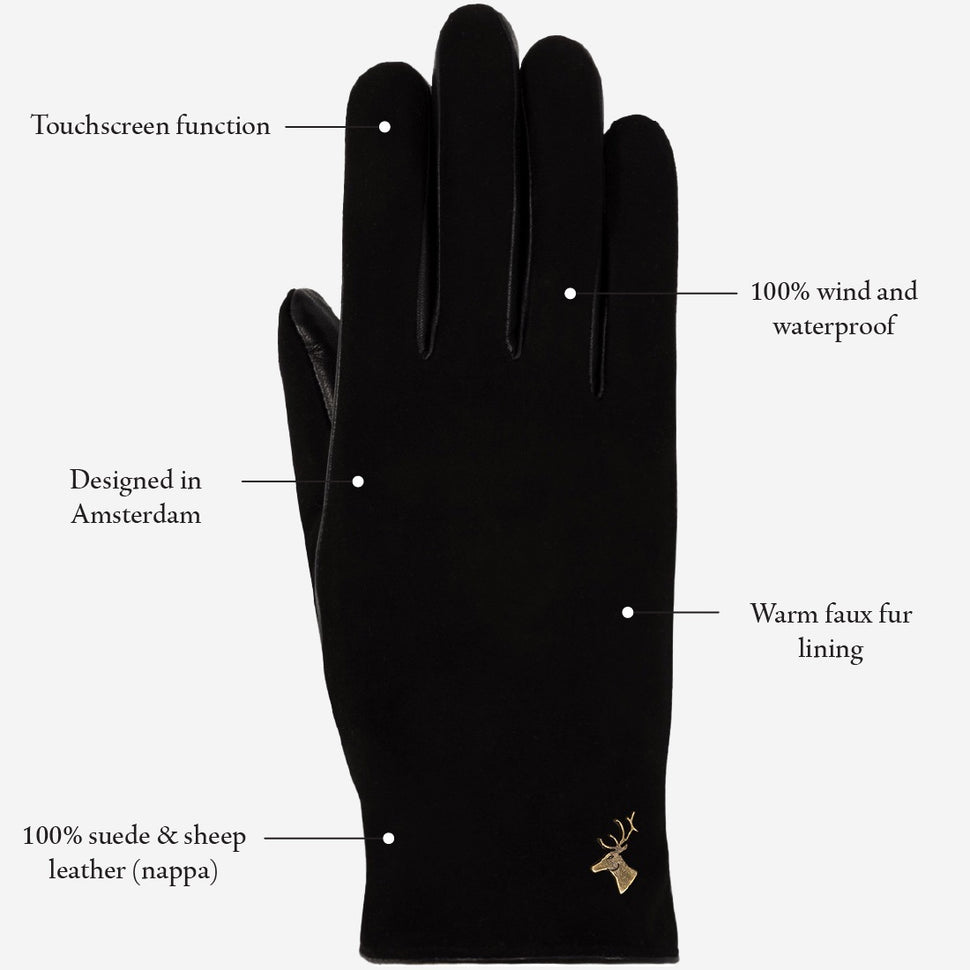 Nora - sheepskin leather gloves with faux fur lining & touchscreen feature - Schwartz & von Halen - UK - 11