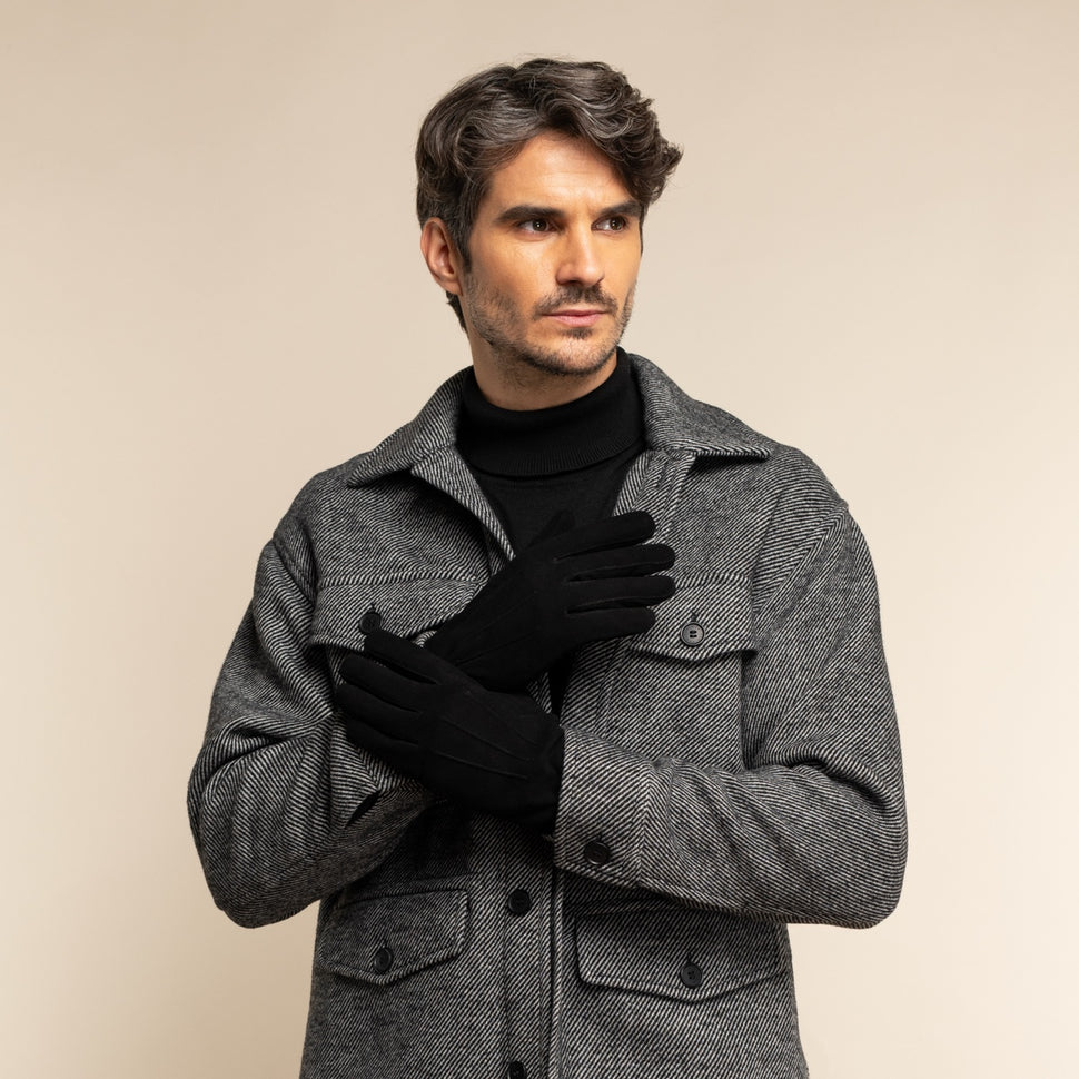 Rex (black) - suede goatskin leather gloves with luxurious wool/cashmere lining - Schwartz & von Halen - UK - 5