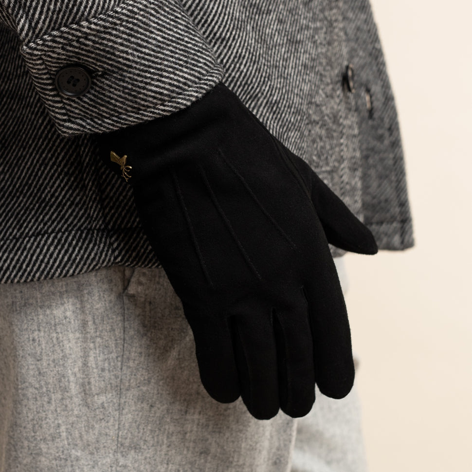 Rex (black) - suede goatskin leather gloves with luxurious wool/cashmere lining - Schwartz & von Halen - UK - 6