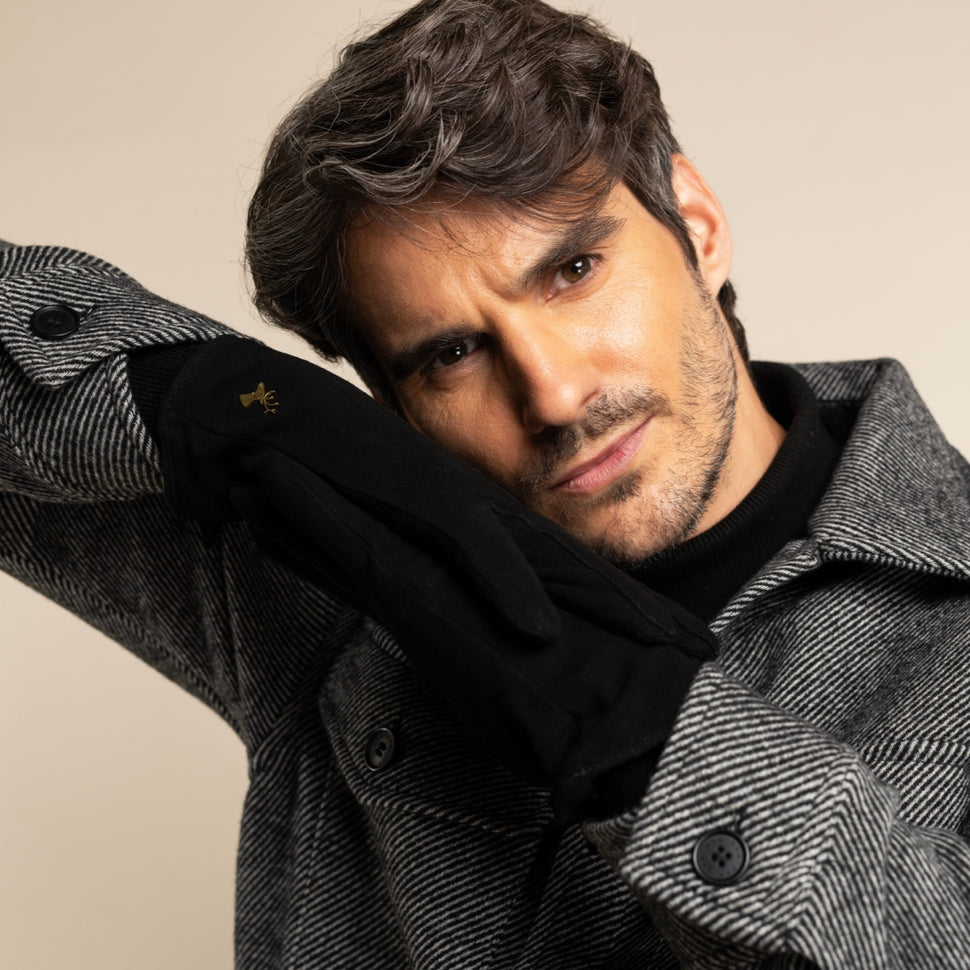 Rex (black) - suede goatskin leather gloves with luxurious wool/cashmere lining - Schwartz & von Halen - UK - 7