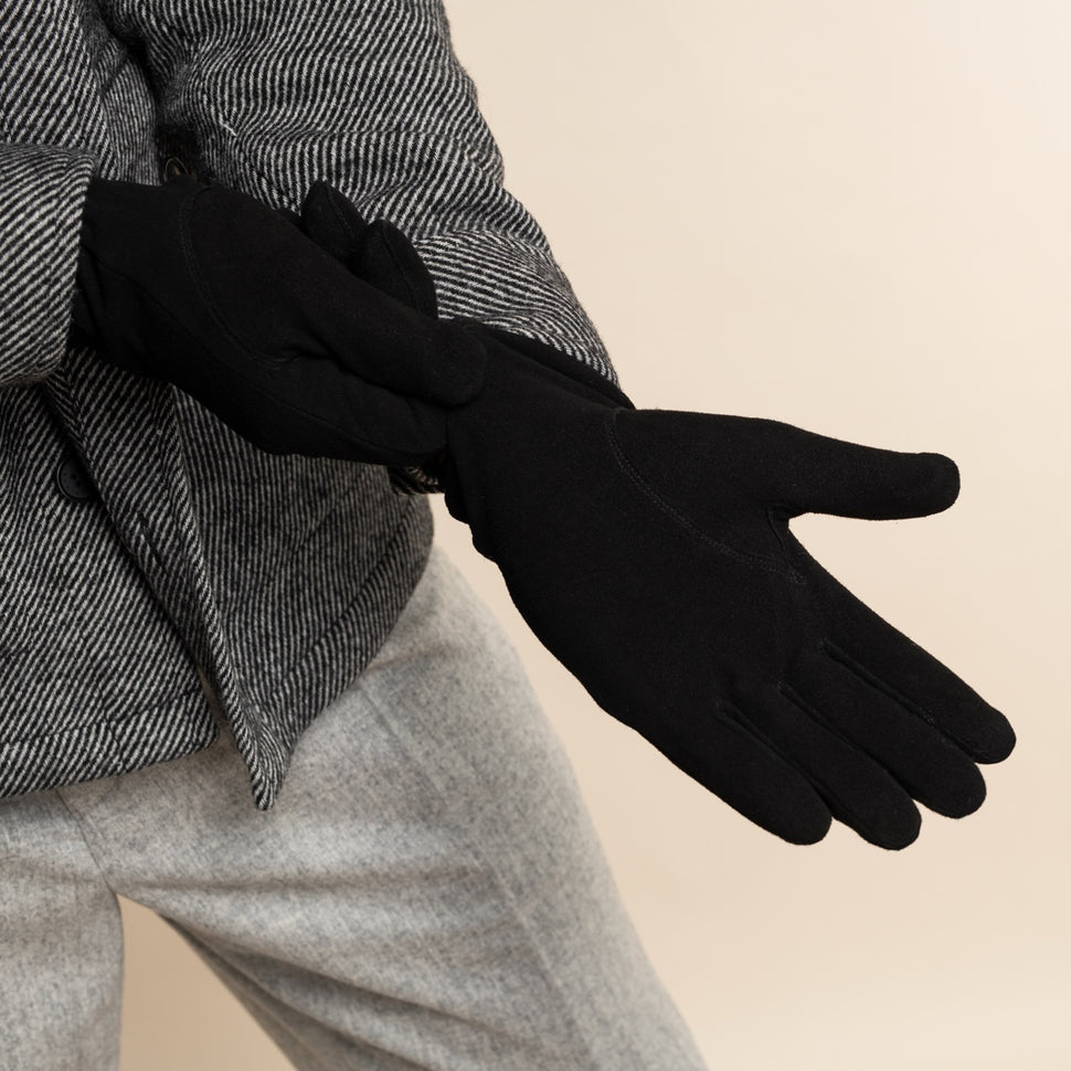 Rex (black) - suede goatskin leather gloves with luxurious wool/cashmere lining - Schwartz & von Halen - UK - 9