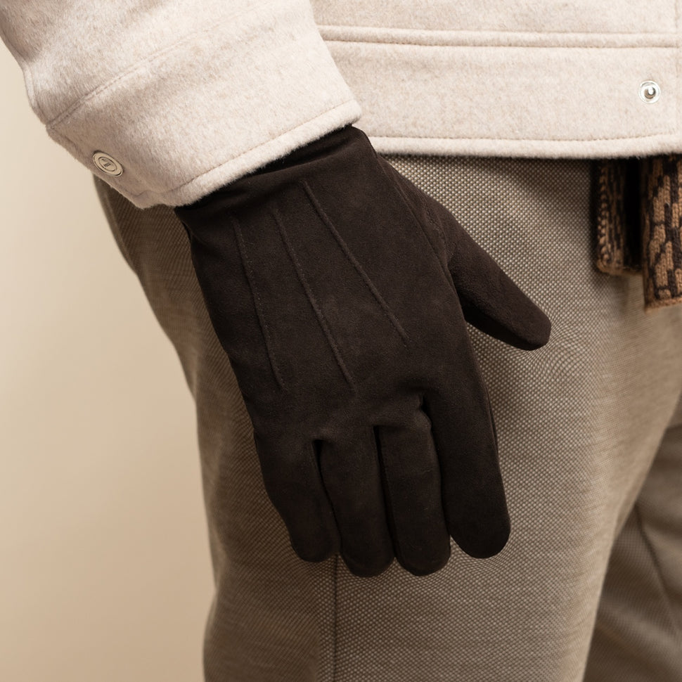 Rex (brown) - suede goatskin leather gloves with luxurious wool/cashmere lining - Schwartz & von Halen - UK - 6