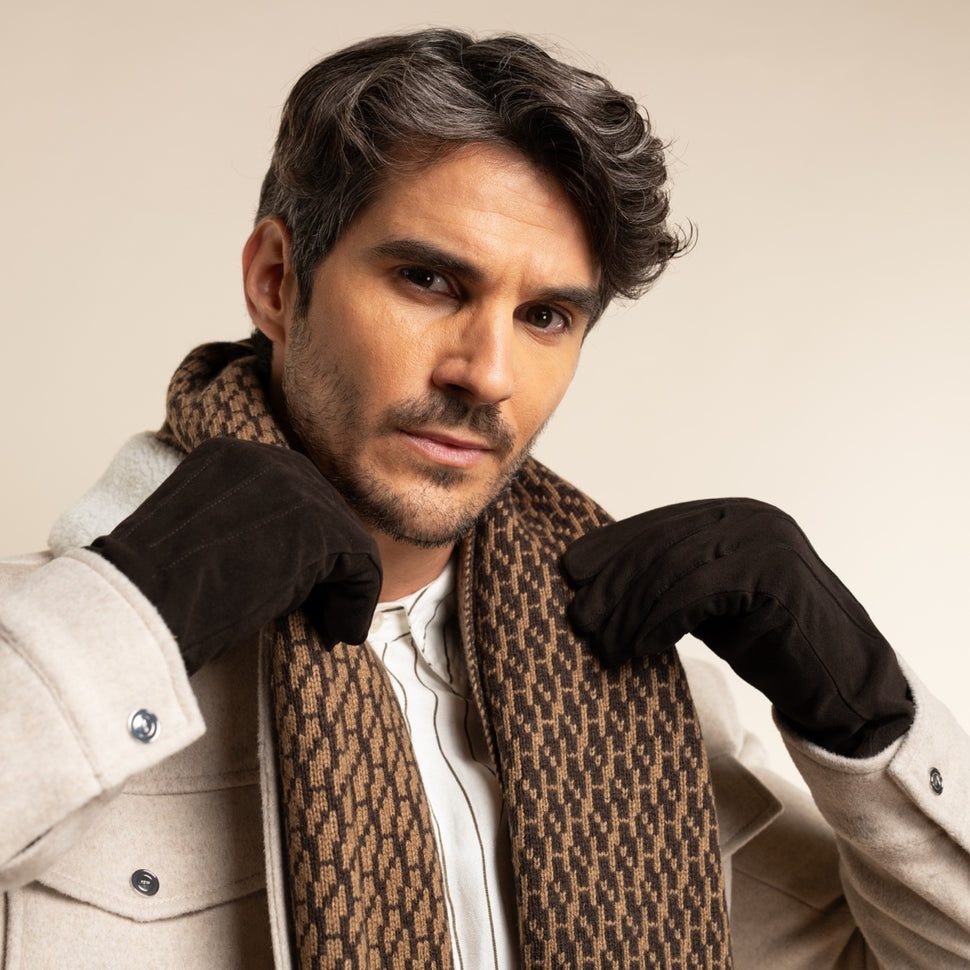 Rex (brown) - suede goatskin leather gloves with luxurious wool/cashmere lining - Schwartz & von Halen - UK - 8
