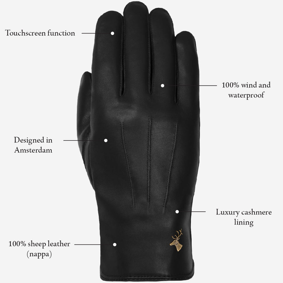 James (black) - classic sheepskin leather gloves with luxurious cashmere lining & touchscreen feature - Schwartz & von Halen - UK - 15