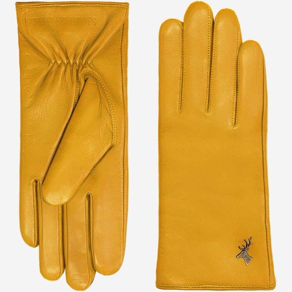 Ivy (yellow) - sheepskin leather gloves with wool/cashmere lining & touchscreen feature - Schwartz & von Halen - UK - 2