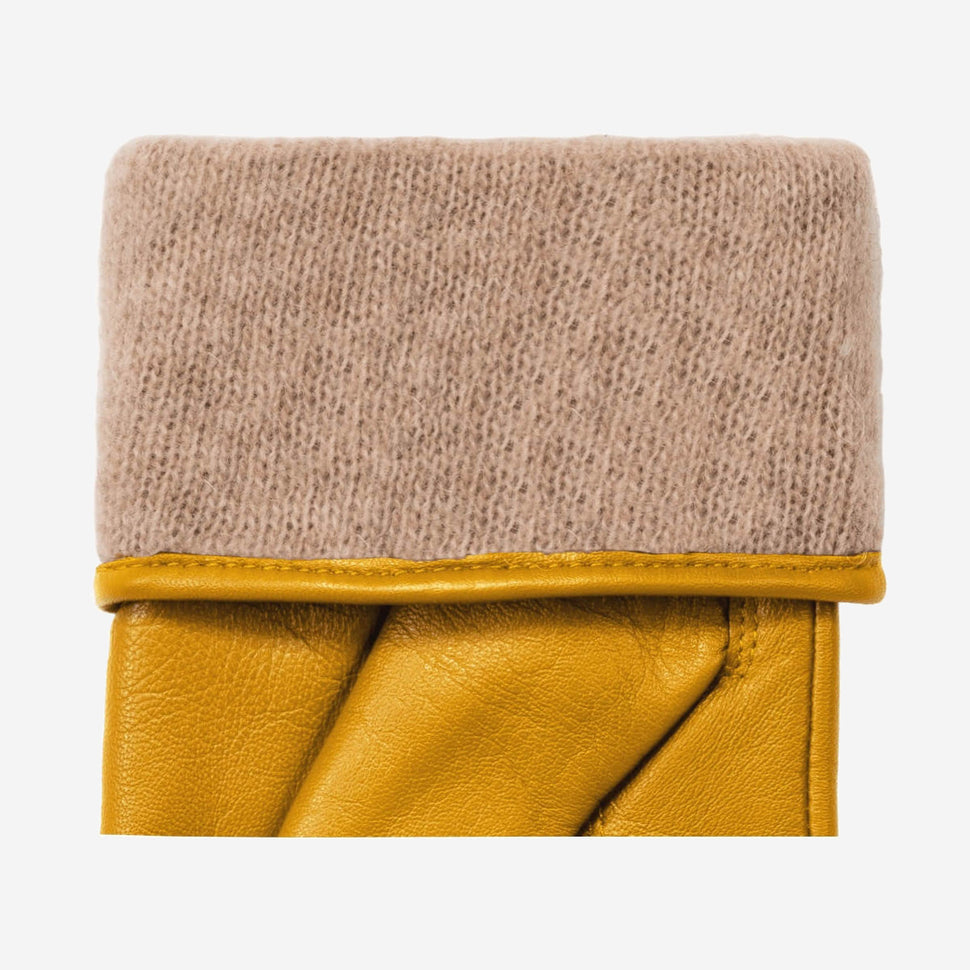 Ivy (yellow) - sheepskin leather gloves with wool/cashmere lining & touchscreen feature - Schwartz & von Halen - UK - 3