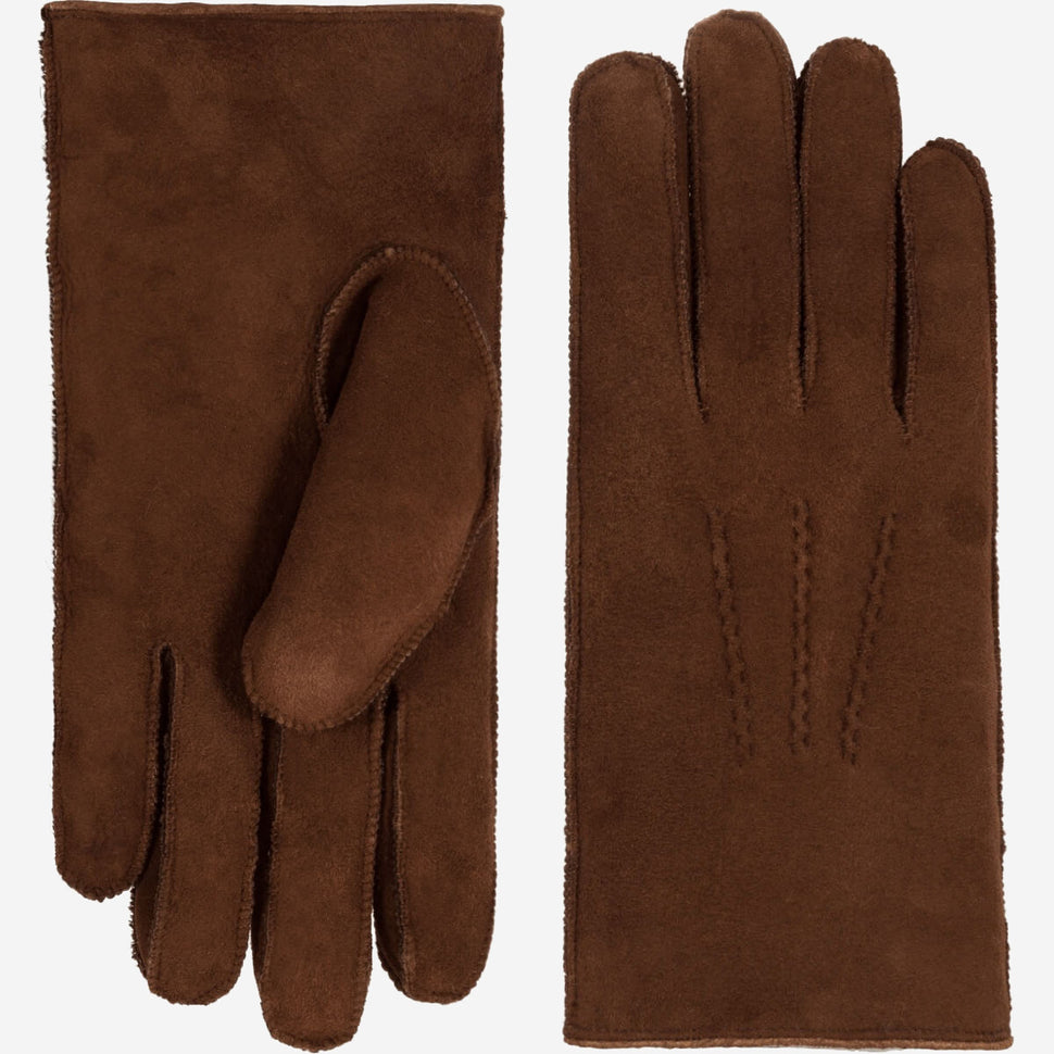 Clooney (brown) - suede leather gloves with luxurious sheep fur lining- Schwartz & von Halen - UK - 2