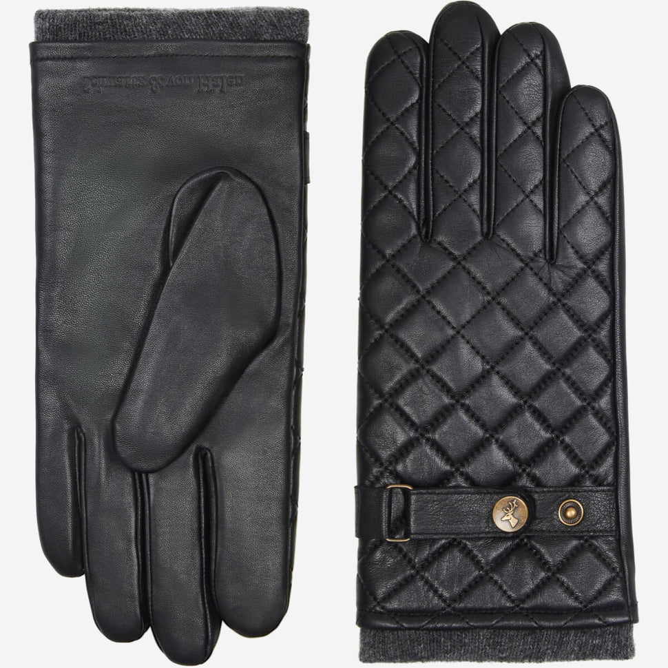 Smith (black) - sheepskin leather gloves with snap closure & touchscreen feature - Schwartz & von Halen - UK - 2