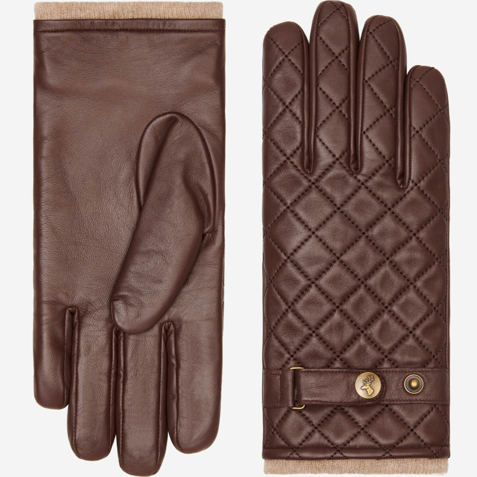 Smith (brown) - sheepskin leather gloves with snap closure & touchscreen feature - Schwartz & von Halen - UK - 2