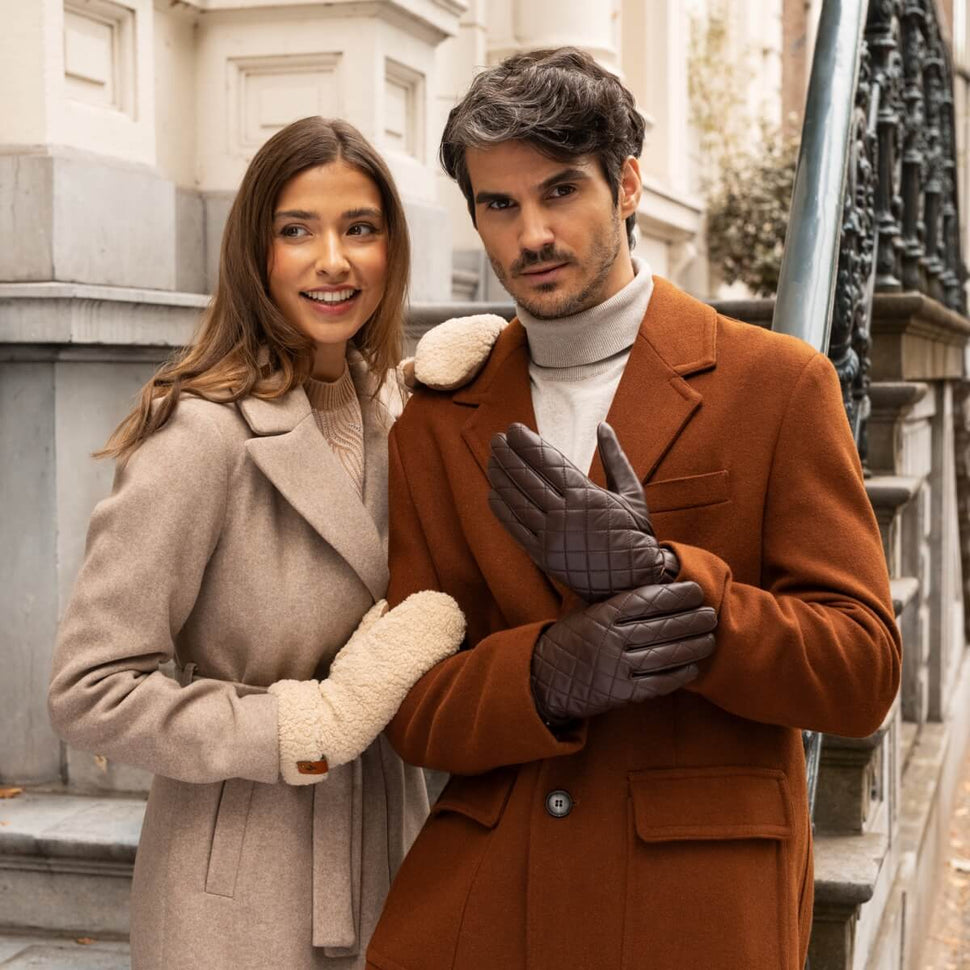 Smith (brown) - sheepskin leather gloves with snap closure & touchscreen feature - Schwartz & von Halen - UK - 15