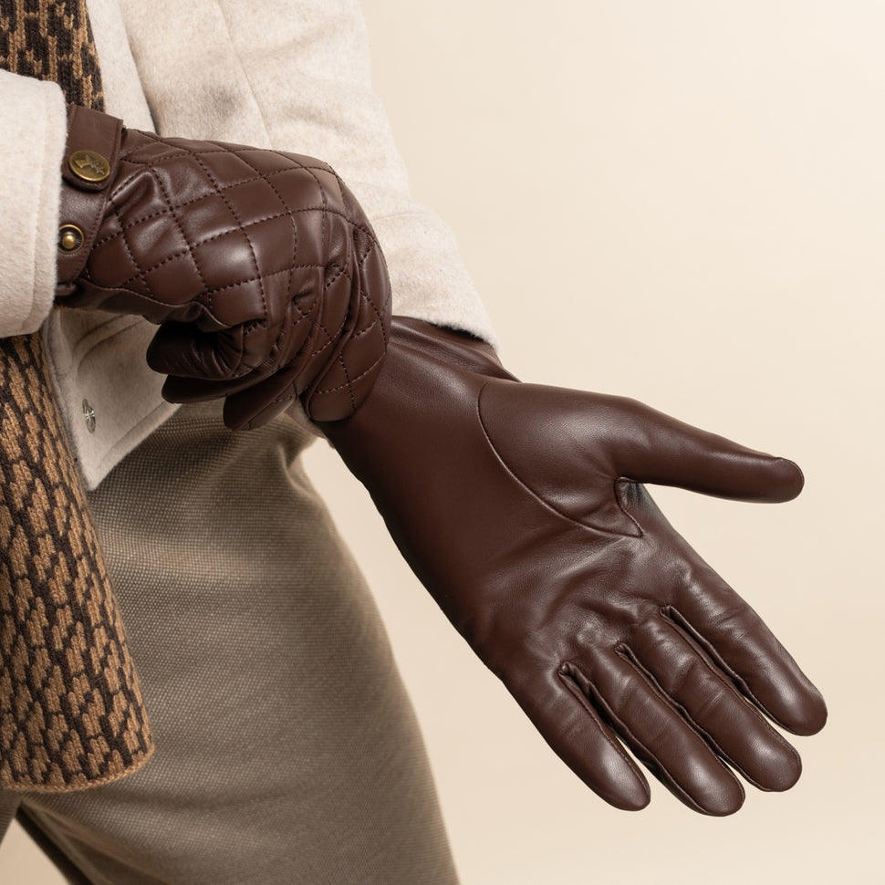 Smith (brown) - sheepskin leather gloves with snap closure & touchscreen feature - Schwartz & von Halen - UK - 14