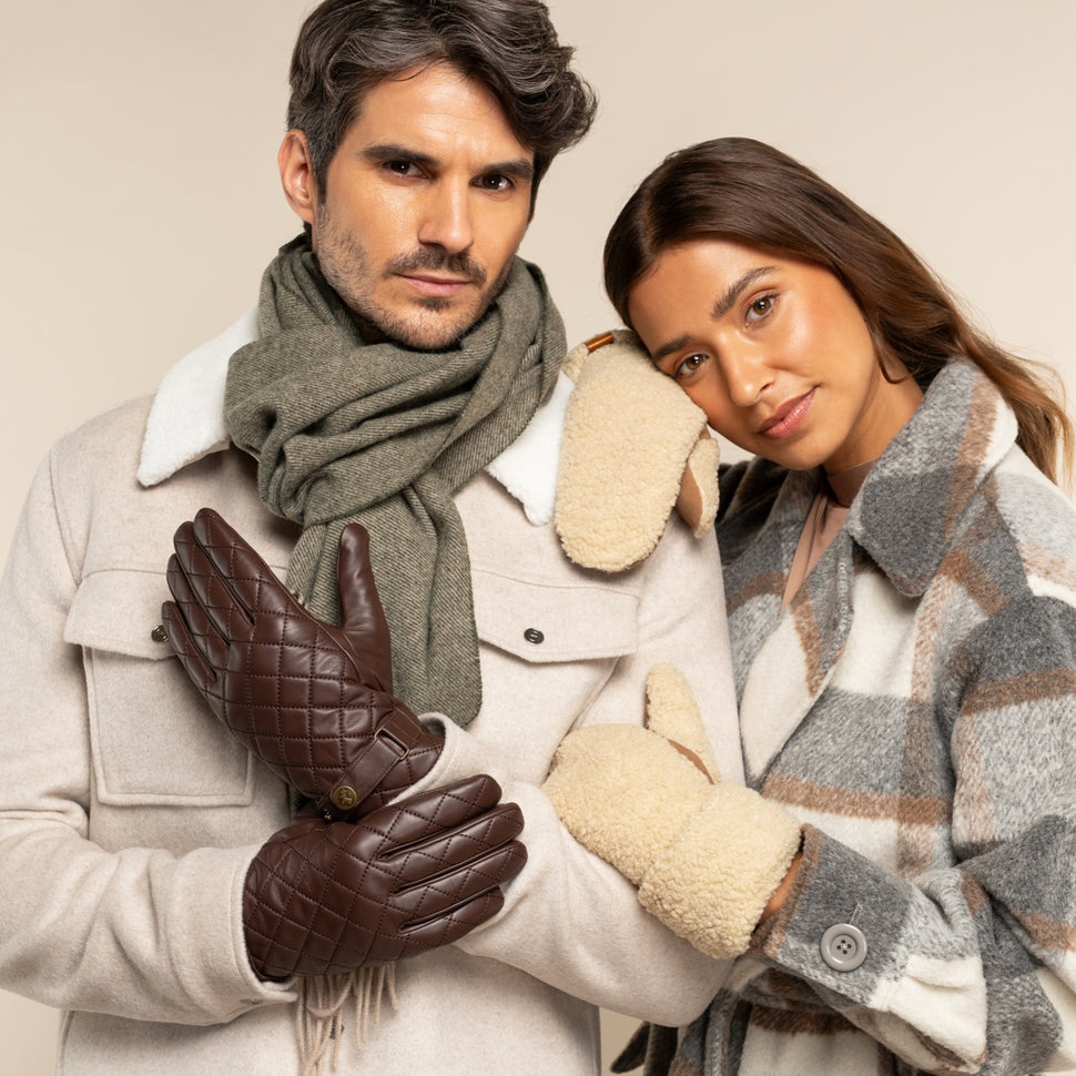 Smith (brown) - sheepskin leather gloves with snap closure & touchscreen feature - Schwartz & von Halen - UK - 10