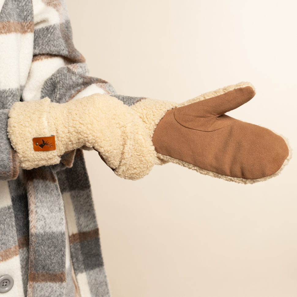 Sophia (beige) - Ultra-soft teddy mittens with warm faux fur lining - Schwartz & von Halen - UK - 10