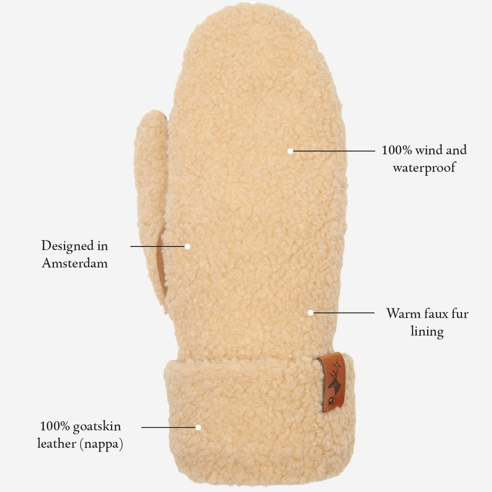 Sophia (beige) - Ultra-soft teddy mittens with warm faux fur lining - Schwartz & von Halen - UK - 16