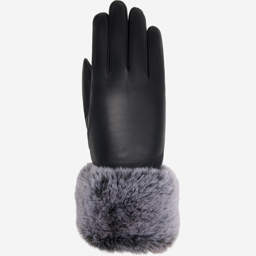 Vera – luxurious leather gloves with faux fur at the wrist & touchscreen feature - Schwartz & von Halen - UK - 1