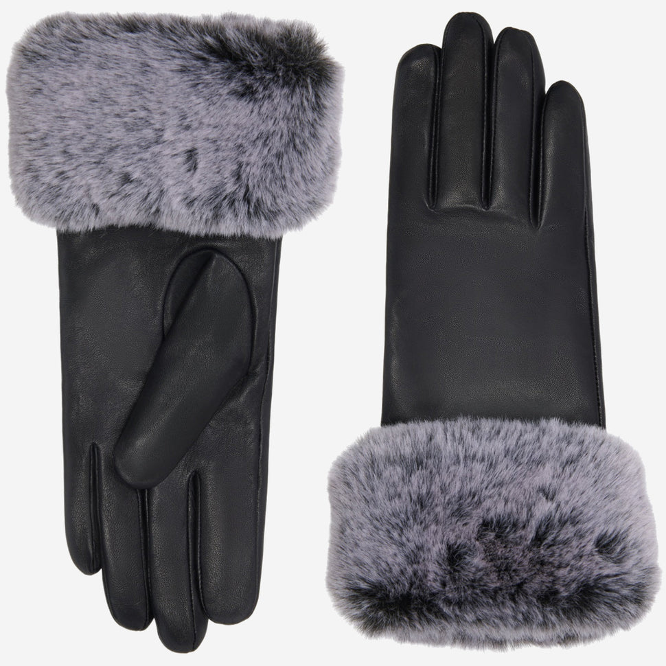 Vera – luxurious leather gloves with faux fur at the wrist & touchscreen feature - Schwartz & von Halen - UK - 2
